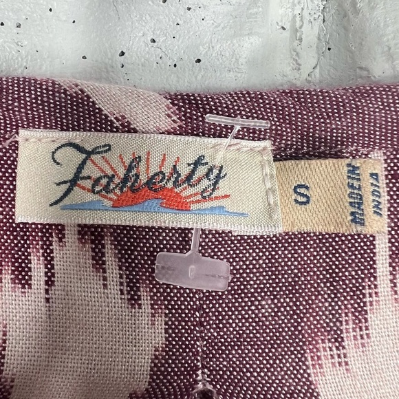 FAHERTY Women's Patterned Boho Peasant V-Neck Blouse Small - Picture 2 of 8